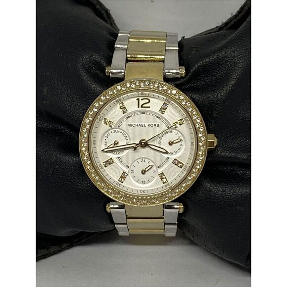 Michael Kors MK6055 Women's Stainless Steel Analog White Dial Quartz Watch WO660 - Picture 1 of 12